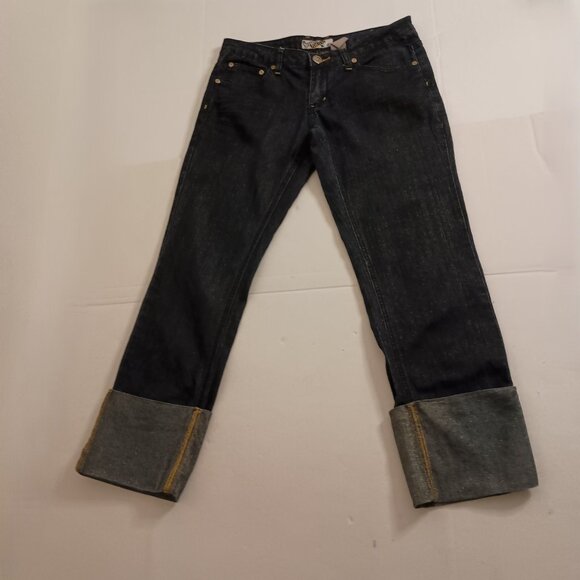Y2K Crest Low Rise Jeans Gold Sparkle Threaded Denim & Detail Juniors Size 9/10 - Picture 5 of 13